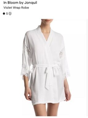 In Bloom White violet Lace-Trim Wrap Robe